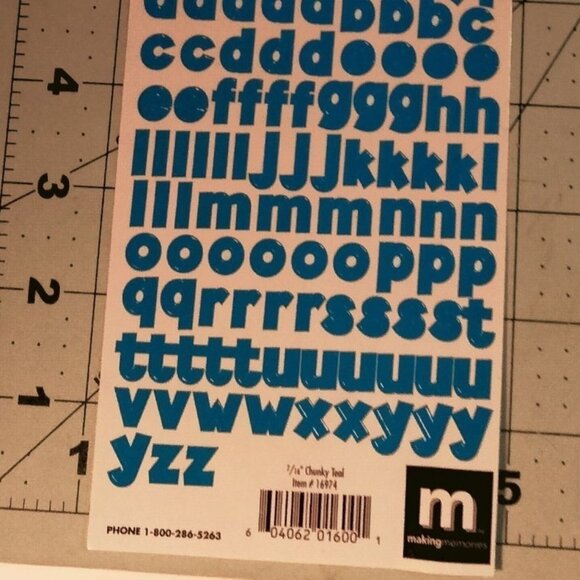 Chunky Teal Alphabet Numbers Sticker Sheet Making Memories 16974 - Picture 6 of 6